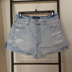 Abercrombie ripped high waisted button fly shorts
